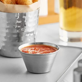 TableCraft 3 oz. Round Stainless Steel Sauce Cup