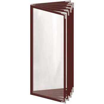 H. Risch, Inc. TE-12V Deluxe Sewn 4 1/4" x 11" Maroon 12 View Vinyl Menu Cover with Silver Smooth Corners and Gloss Finish