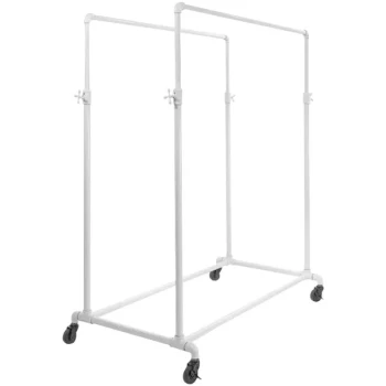 Econoco 50" x 29" x 78" Gloss White Ballet Garment Rack with Adjustable Double Hangrail