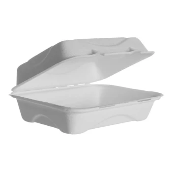 Eco-Products Vanguard 9" x 6" x 3" Compostable Sugarcane Clamshell Container - 250/Case