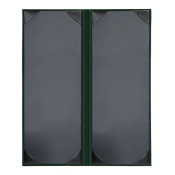 H. Risch, Inc. Oakmont 4 1/4" x 11" Green 2-Panel Menu Cover with Album Style Corners