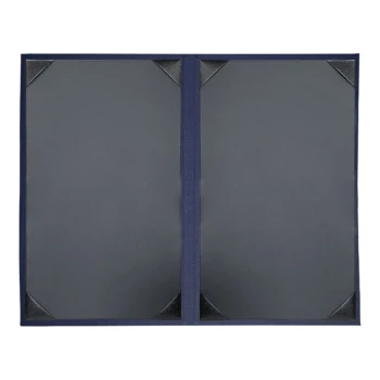 H. Risch, Inc. Linen 8 1/2" x 14" Customizable Royal 2-View Menu Cover with Album Style Corners - 25/Case