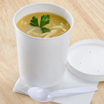 Huhtamaki 71846 32 oz. White Double Poly-Paper Food Cup with Vented Paper Lid - 250/Case