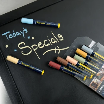 American Metalcraft SMA510V8ET Securit All-Purpose Mini Tip Assorted Earth Tone Chalk Markers - 8/Pack