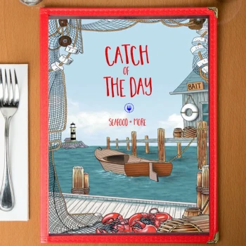 Choice 8 1/2" x 11" Menu Paper - Seafood Themed Port Design Cover - 100/Pack