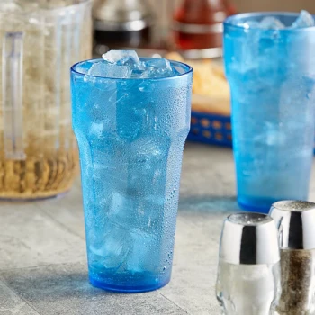 Choice 22 oz. Blue Plastic Paneled Tumbler - 12/Pack