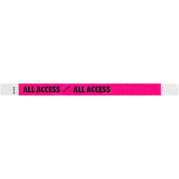 Carnival King Neon Pink "ALL ACCESS" Disposable Wristband 3/4" x 10" - 500/Bag