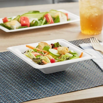 EcoChoice 12 oz. Compostable White Plant Fiber Square Bowl - 100/Pack