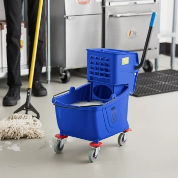 Lavex 26 Qt. Blue Mop Bucket and Side Press Wringer Combo