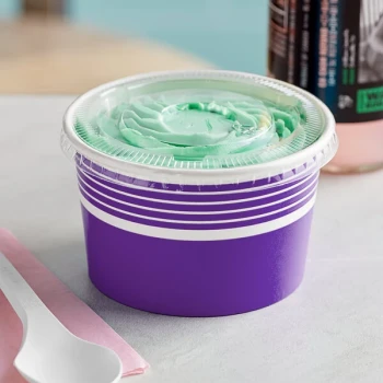 Choice 8 oz. Purple Paper Frozen Yogurt / Food Cup with Flat Lid - 50/Case