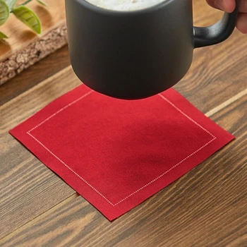 Choice 4 5/16 inch x 4 5/16 inch Customizable Red Single-Use Cotton Beverage Napkin - 1,200/Case