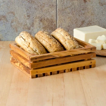 American Metalcraft OWBB2 6" x 8" Olive Wood Bread Crate