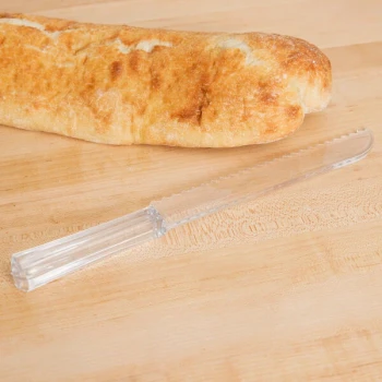 Fineline 3303-CL Platter Pleasers 11 1/2" Clear Plastic Bread Knife - 48/Case