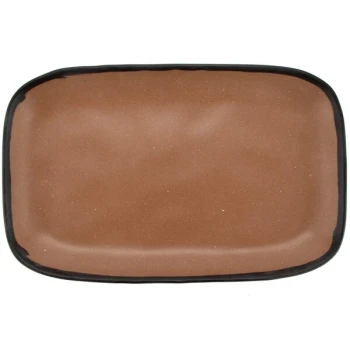 GET Pottery Market Matte 12" x 7 1/2" Speckled Taupe Melamine Rectangular Platter - 12/Pack