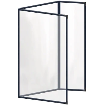 H. Risch, Inc. TEDQ Deluxe Sewn 8 1/2" x 14" Blue 6 View Menu Cover with Black Smooth Corners and Glossy Finish