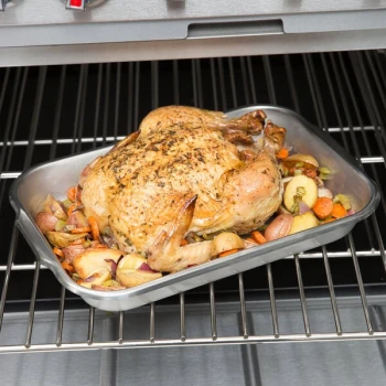Vollrath 61230 3.5 Qt. Stainless Steel Baking and Roasting Pan with Handles - 14 7/8" x 10 1/4" x 2"