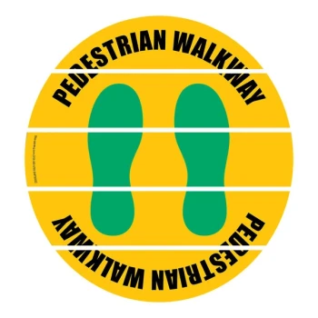Superior Mark 17 1/2" Yellow / Green "Pedestrian Walkway" Safety Floor Sign