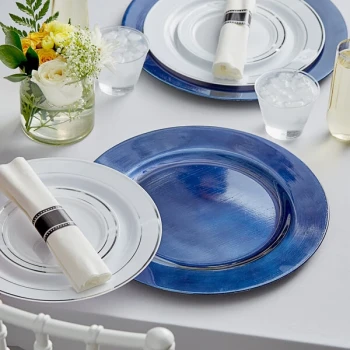 Choice 13" Round Royal Blue Smooth Rim Plastic Charger Plate - 12/Case