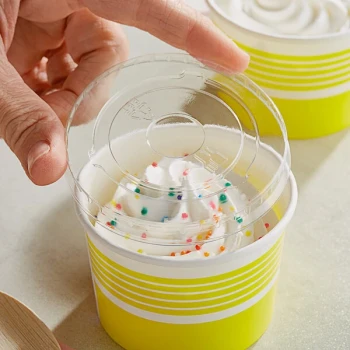 Choice 4 oz. Clear Flat Frozen Yogurt Lid with No Hole - 1,000/Case