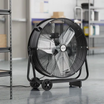Boltic 24" Black Powder-Coat 3-Speed 360-Degree Tilt Portable Industrial Drum Fan - 8,750 CFM, 120V, 1 Phase, 1/3 hp