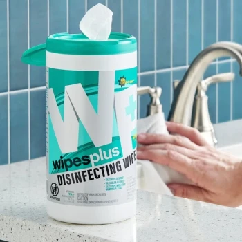 WipesPlus 8" x 7" 75 Count Lemon Scent Alcohol Free Surface Disinfecting Wipes - 6/Case