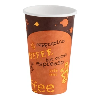 Choice 16 oz. Coffee Print Poly Paper Hot Cup - 50/Pack