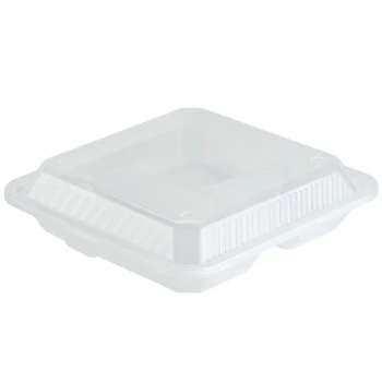 GET EC-12 9" x 9" x 2 3/4" Clear Customizable 3-Compartment Reusable Eco-Takeouts Container - 12/Case