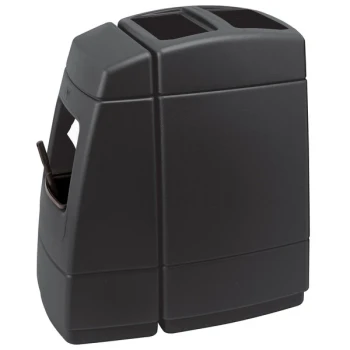 Commercial Zone 75810199 Islander Haven 1 55 Gallon Black Rectangular Open Top Trash Can with Paper Towel Dispenser, Squeegee, and Windshield Wash Station