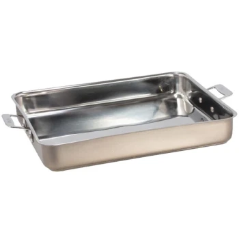 Bon Chef 60012CLDTAUPE Cucina 5 Qt. Taupe Stainless Steel Roasting Pan - 14 5/8" x 12" x 2 1/4"