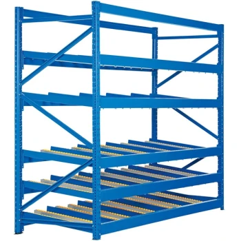 Vestil 36" x 96" x 84" Blue Steel 5-Level Carton Rack with Gravity Rollers FLOW-3-5