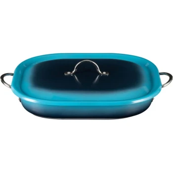 Bon Chef Country French X 5 Qt. Ombre Caribbean Blue Roasting Pan with Cover 73023-OM-C