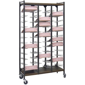 Omnimed Omnicart Woodgrain 32-Binder Flat Storage Open Cart 264583-WG