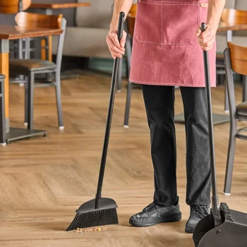Advantage Supplies Black Lobby Broom with 35 3/8" Steel Handle