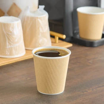 Choice 10 oz. Kraft Ripple Individually Wrapped Paper Hot Cup - 500/Case
