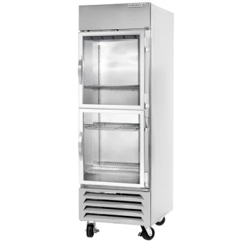 Beverage-Air HBR27HC-1-HG 1 Section Glass Half Door Bottom-Mounted Reach-In Refrigerator with LED Lighting - 27 Cu. Ft.