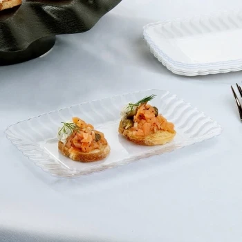 Fineline Flairware 257-CL Clear 5" x 7" Plastic Snack Tray - 252/Case