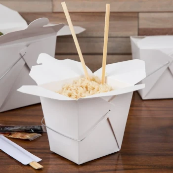 Fold-Pak 32WHWHITEM 32 oz. White Chinese / Asian Paper Take-Out Container with Wire Handle - 500/Case