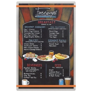 Menu Solutions ALSIN17-RB Alumitique 11" x 17" Customizable Brushed Aluminum Menu Board with Orange Bands