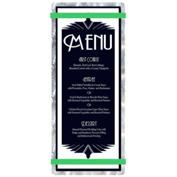 Menu Solutions ALSIN41-RB Alumitique 4 1/4" x 11" Customizable Swirl Aluminum Menu Board with Green Bands
