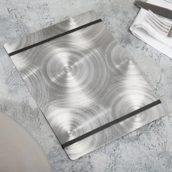 Menu Solutions ALSIN57-RB Alumitique 5" x 7" Customizable Swirl Aluminum Menu Board with Black Bands