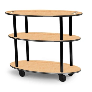 Geneva 36304-03 Oval 3 Shelf Laminate Table Side Service Cart with Handle Cutouts and Maple Finish - 23" x 44" x 35 1/4