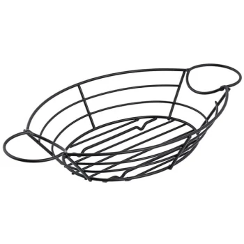 TableCraft H711372BK Meranda Collection 13" x 7" x 2" Oval Black Powder Coated Wire Basket with Ramekin Holders