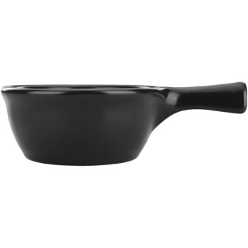 International Tableware Coal 8.5 oz. Black Stoneware Soup Crock with Handle - 12/Case