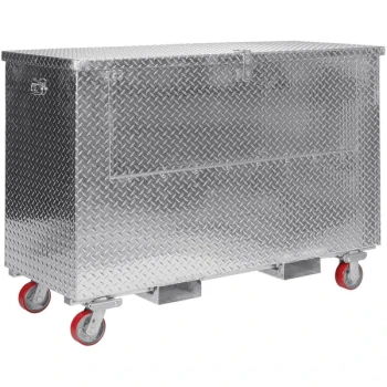 Vestil 36" x 60" Portable Aluminum Tread Plate Toolbox with Fold-Down Door and Fork Pockets APTS-3660-CF-FD