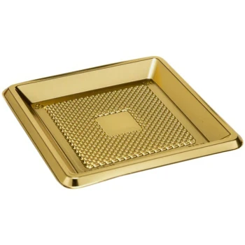 Welcome Home Brands 2" Gold Mini Square Plastic Medoro Tray - 600/Case