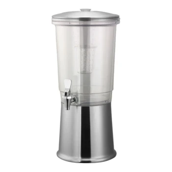 Service Ideas Elite 3 Gallon Round Brushed Stainless Steel and Tritan™ Plastic Double-Wall Cold Beverage Dispenser with Infuser Tube CBDDW3GSS
