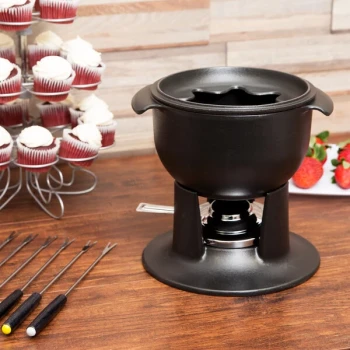 Chasseur 070971 1 Qt. Enameled Mini Cast Iron Fondue Pot with Forks