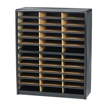 Safco 7121BL Black 36-Section Steel / Fiberboard File Organizer - 32 1/4" x 13 1/2" x 38"