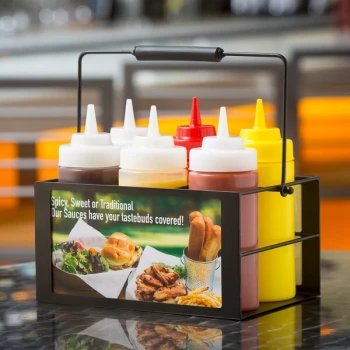 TableCraft SBC6 Black Powder-Coated 6-Compartment Squeeze Bottle Caddy