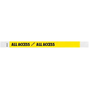 Carnival King Neon Yellow "ALL ACCESS" Disposable Wristband 3/4" x 10" - 500/Bag